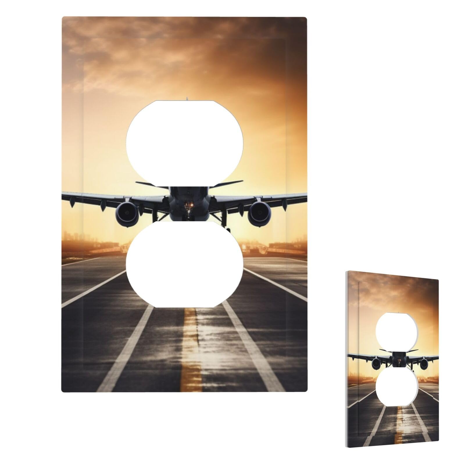 Backpack Airplane Wall Plate Cover Modern Decorative 1 Gang Light Switch Cover Unbreakable Receptacle Outlet Covers For Living Room Bedroom Home Decor Duplex