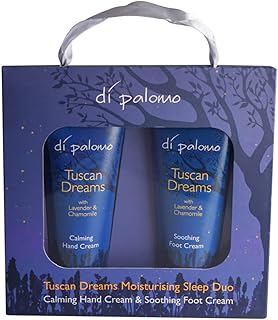 Di Palomo Vegan Tuscan Dreams Moisturising Sleep Duo. Calming Hand Cream & Soothing Foot Cream. Moisturising Skin Care. Lavender & Chamomile for Anxiety Relief & Sleep Aid. Vegan Gift Set.