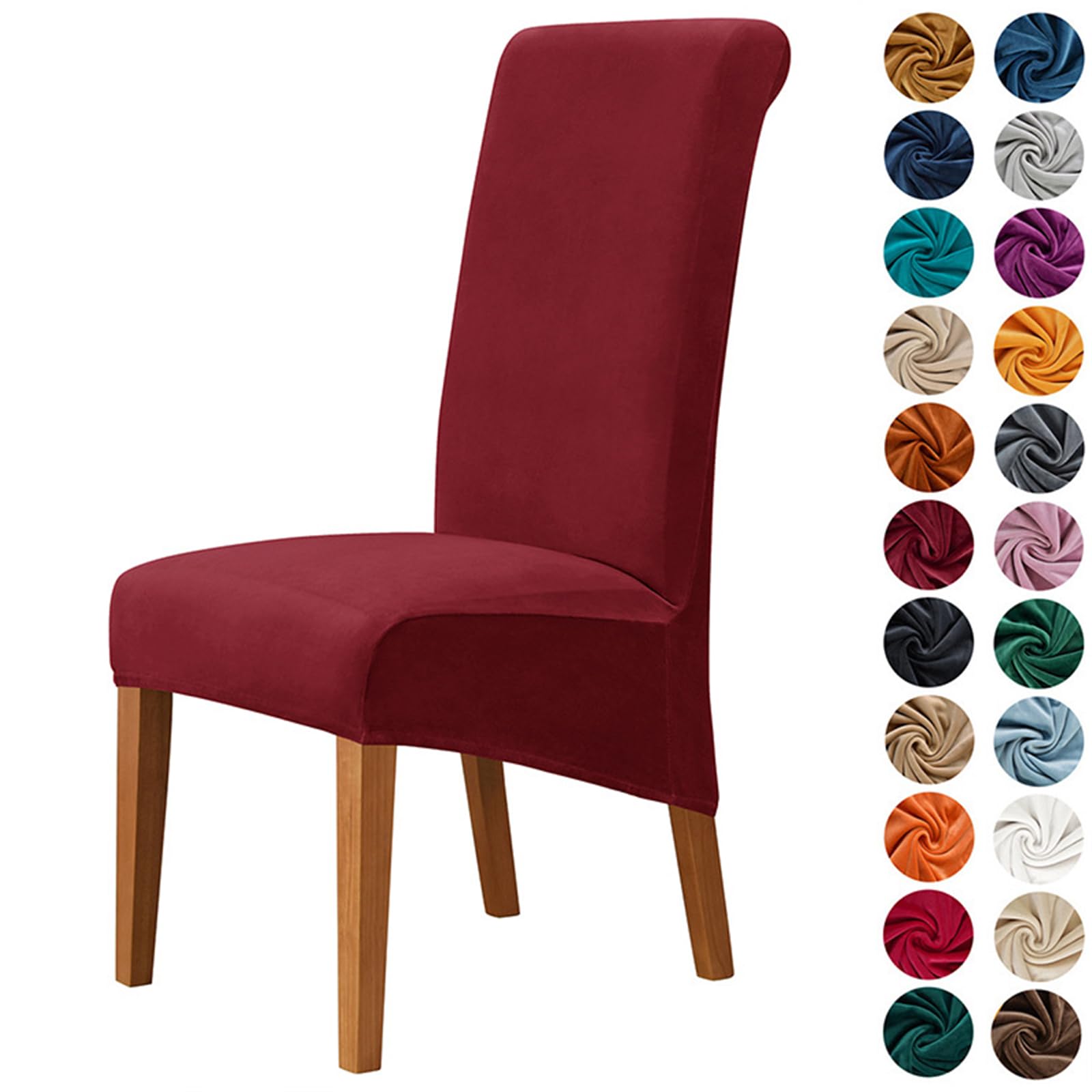 Morbuy Chair Covers Set of 2/4/6, Velvet High Stretch Dining Chair Slipcovers, Removable Washable High Back Chair Protector Covers for Hotel,Ceremony,Banquet,Kitchen,Restaurant (4pc,Burgundy)