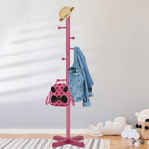 Miniatura 7 de Azaeahom Perchero cruzado independiente para ropa, perchero de madera con 8 ganchos, 2 alturas ajustables, fácil montaje en la entrada, espacio para