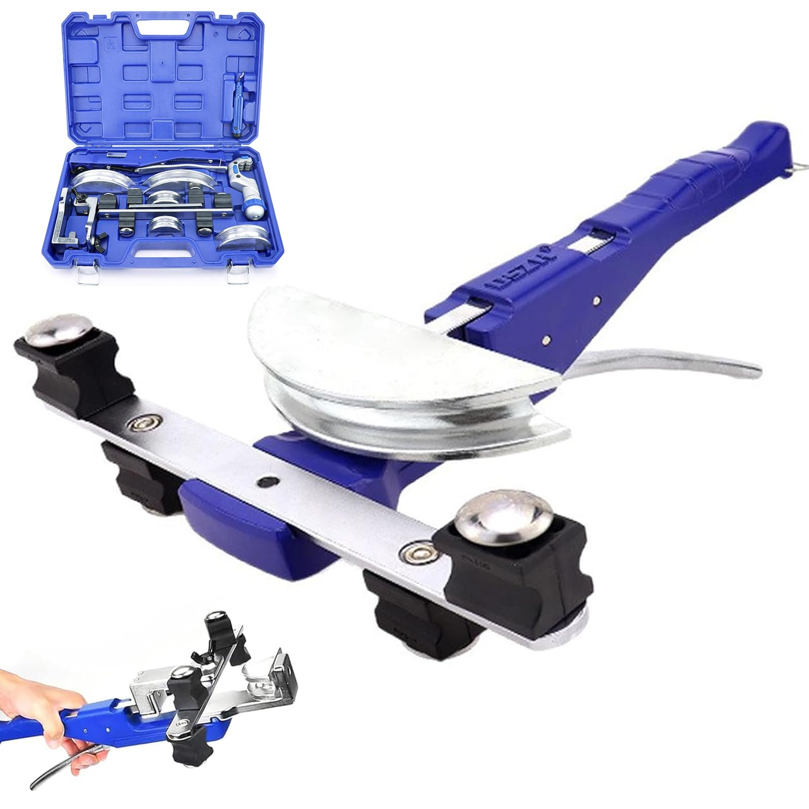 Piegatubi Manuale per Tubi in Rame, Kit Piegatubi a Cricchetto, 90° Avanti/Indietro per 3/8'' a 7/8'', Utensile per Sbavare Taglierina, per HVAC, Riparazione Idraulica dell'Aria Condizionata