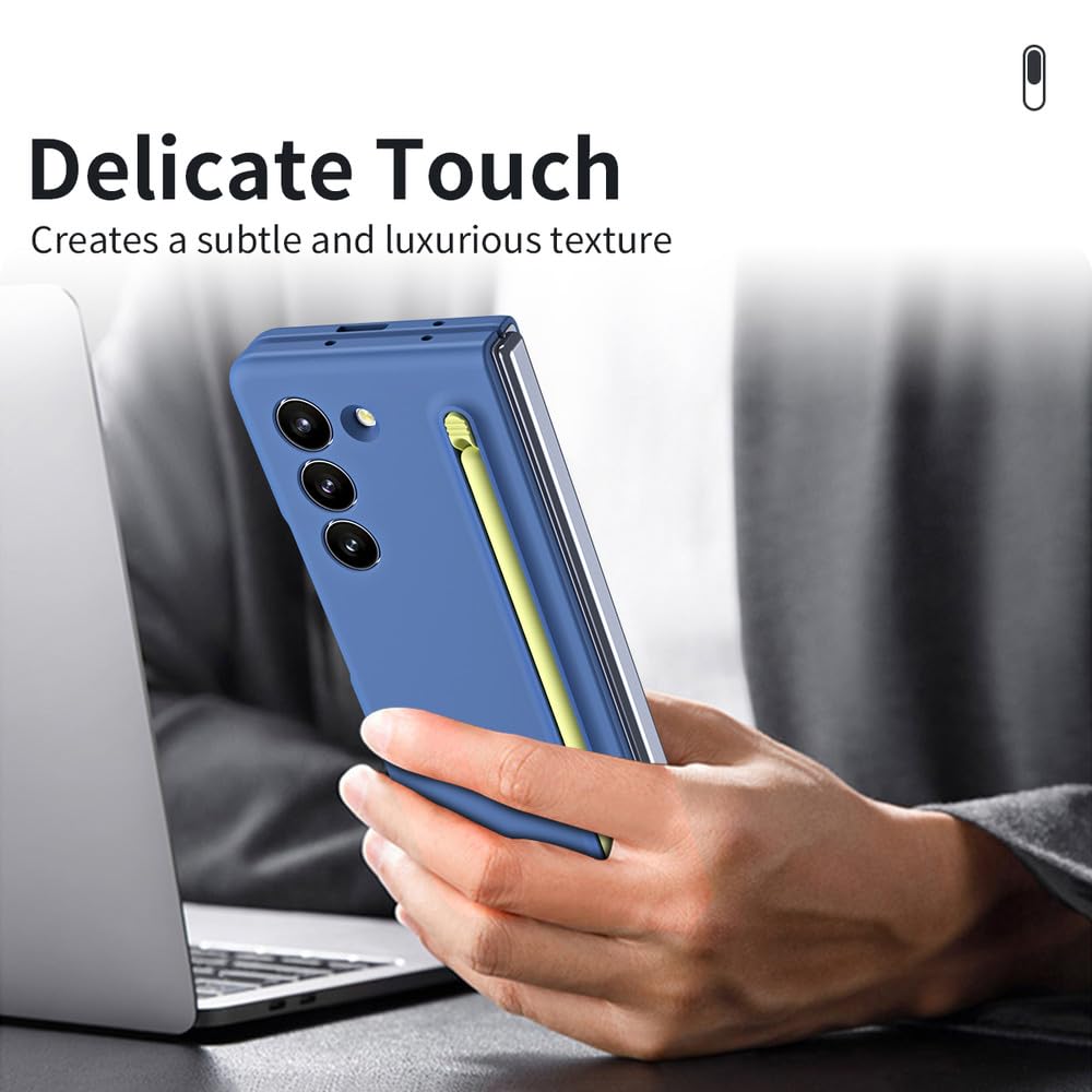 Per Samsung Galaxy Z Fold 6 ZFold6 Custodia Touch Pen colorata con accessori di copertura pieghevole in pellicola temperata, blu scuro, per custodia Galaxy Z Fold 6 con pellicola