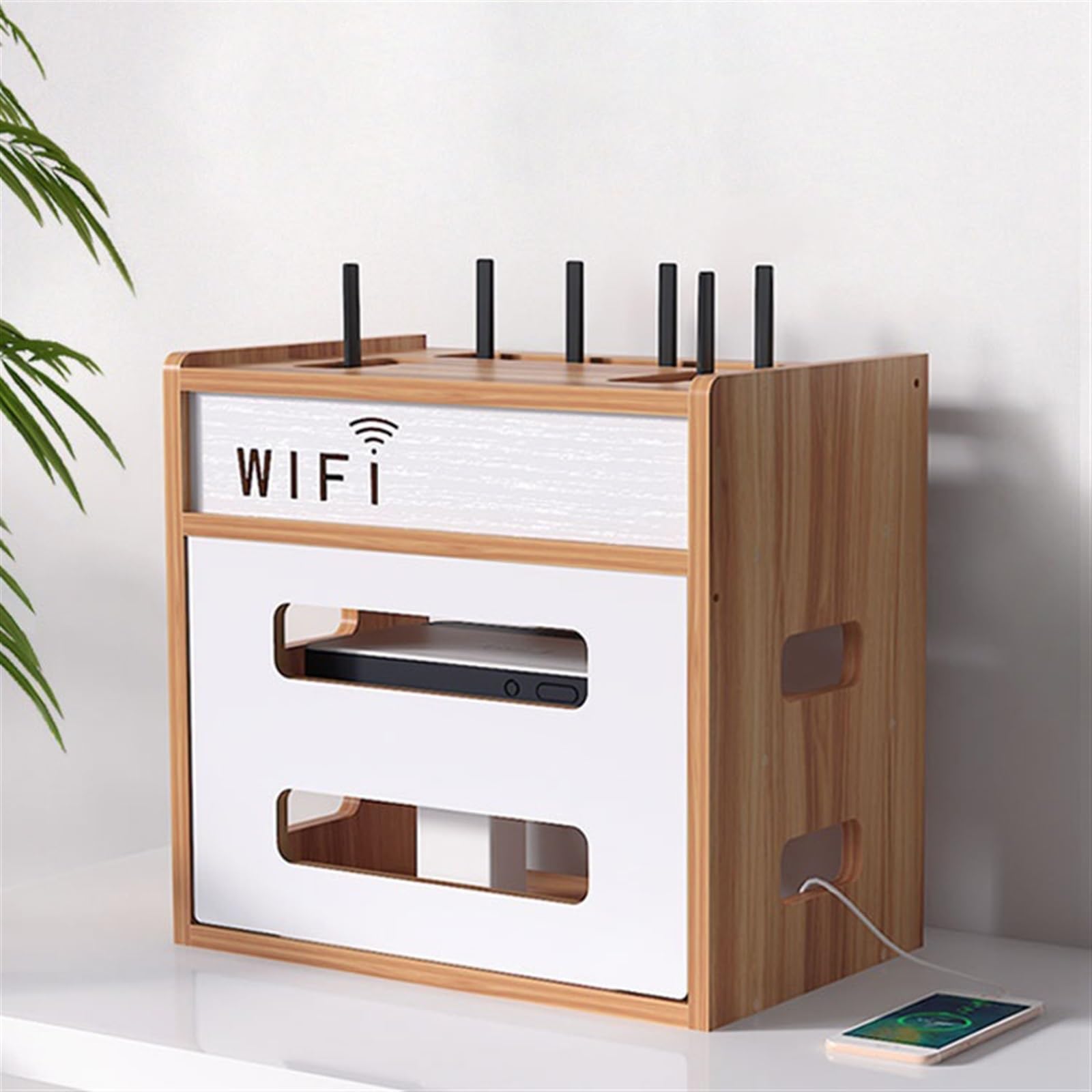 Caja Organizadora Cables Caja de almacenamiento de enrutador wifi inalámbrico, decodificador de gato ligero, mueble de TV de madera, colocación de objetos, estante, artefacto, cable enchufable Cajas d