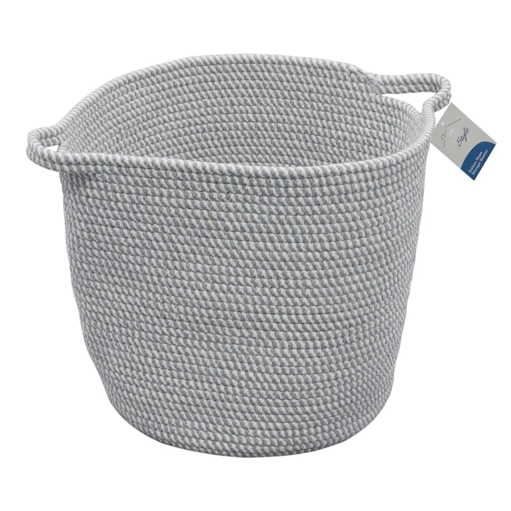 JVL Homewares - Round Cotton Rope Storage Basket - Extra Small