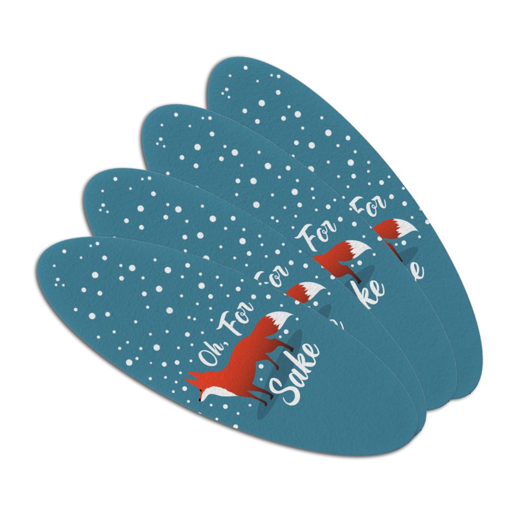 Oh For Fox Sake Funny on Teal Double-Sided Oval Nail File Emery Board Set 4 Pack