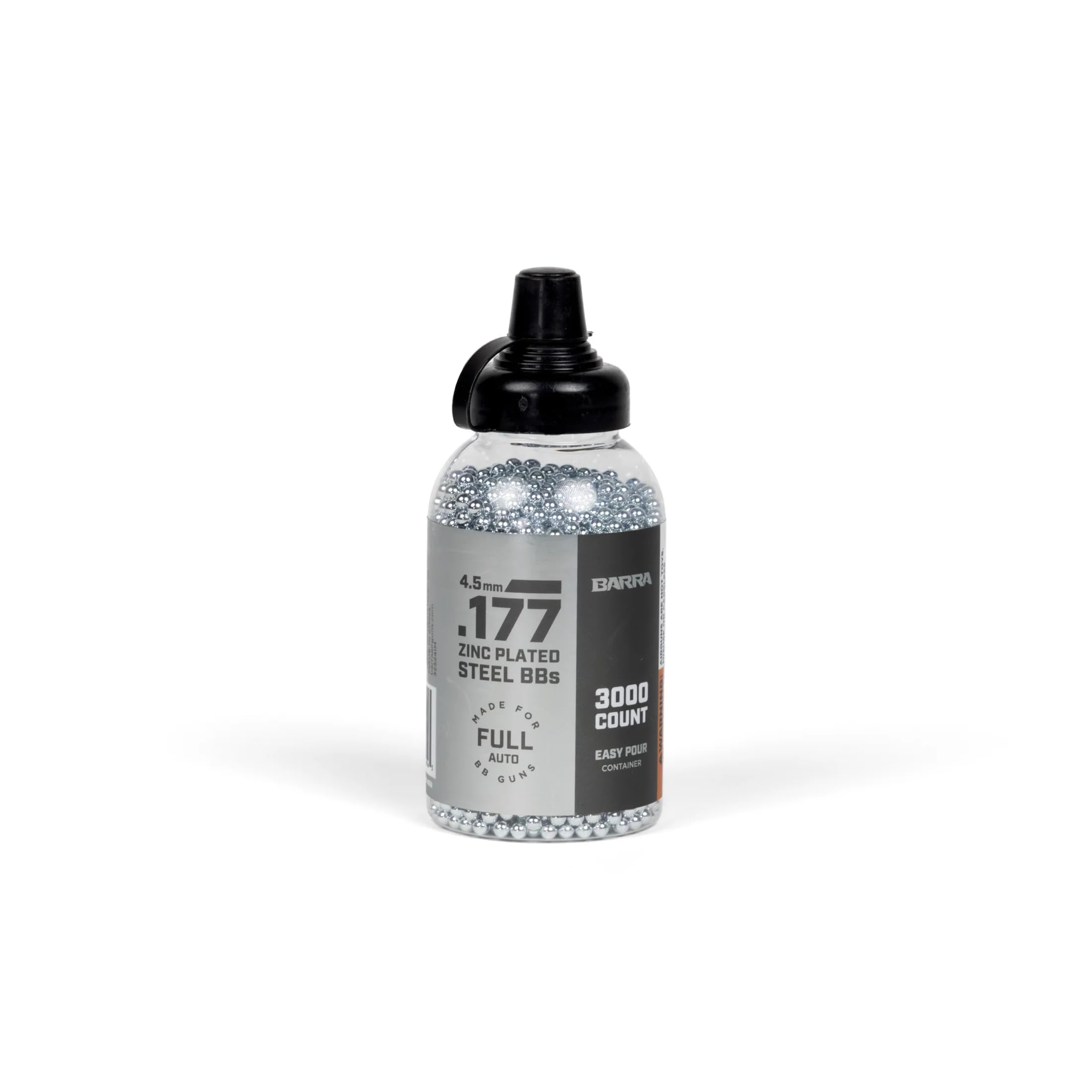 Barra 4.5mm Zinc-Coated BBS – EZ-Pour Bottle for Quick Load BB Air Pistols & BB Guns - 3000 Count (Silver)