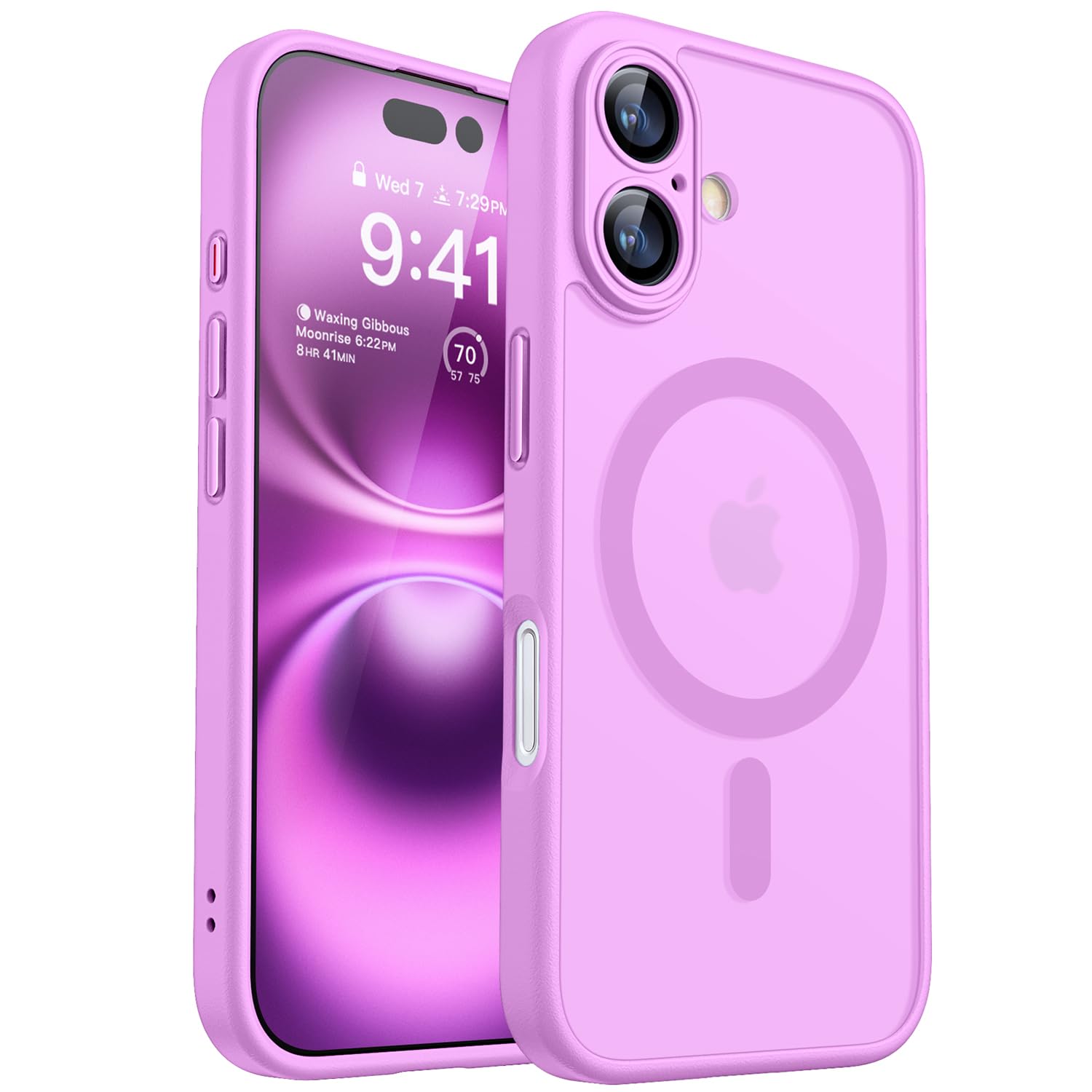 CANSHN Magnetic Shockproof for iPhone 16 Plus Case, Pinkish Purple