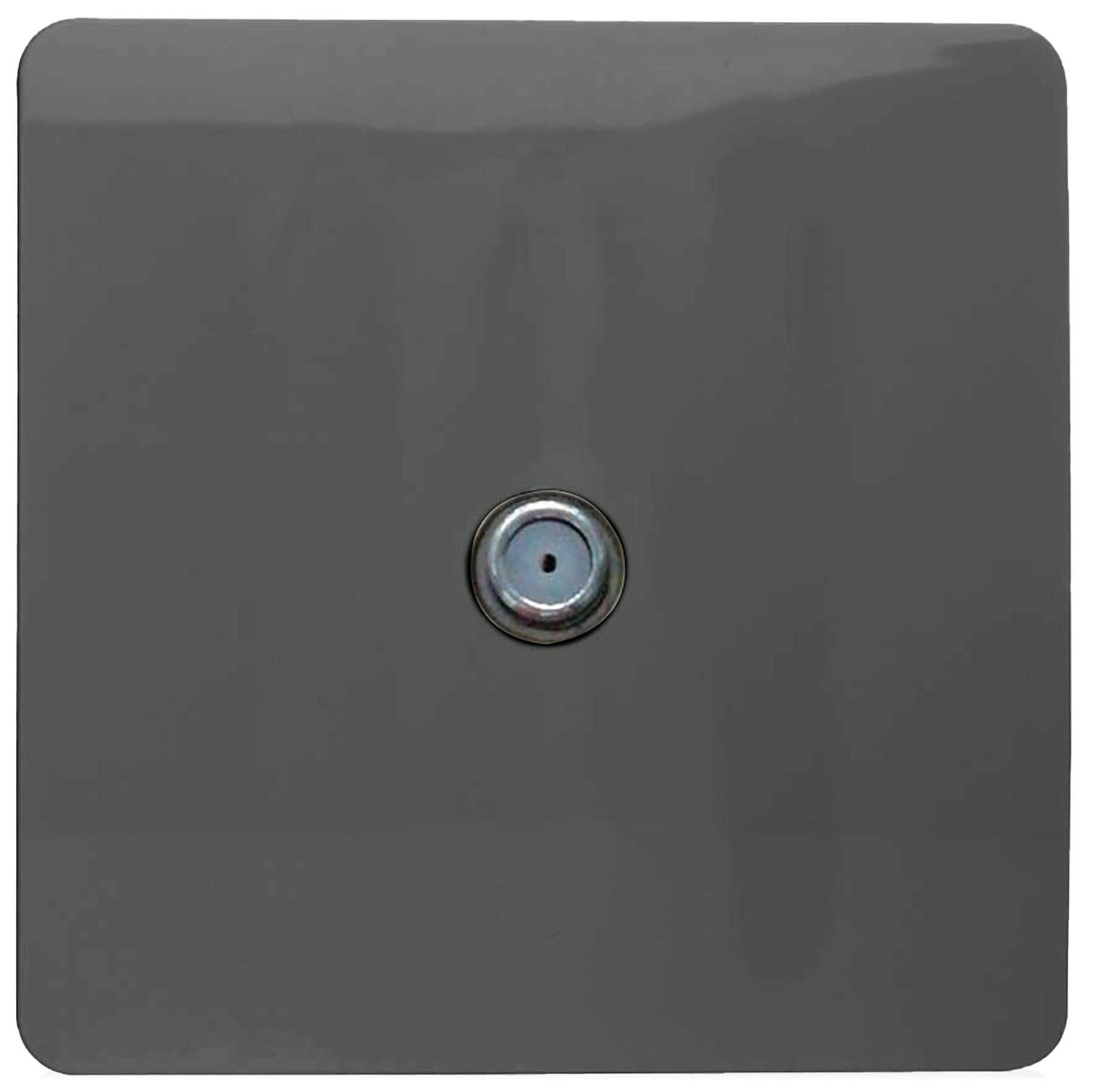 Trendi 1 Gang Artistic Modern Glossy Screwless Television Satellite Socket Charcoal