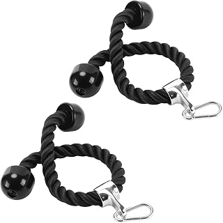 2 cuerdas de nailon para tríceps, 70 cm, color negro, cuerda trenzada, cuerda de tríceps, fijación de cable para gimnasio, entrenamiento en casa