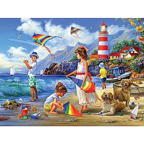Bits and Pieces – Puzzle de 300 Piezas para Adultos – Volando Alto - Cometas en la Playa Diseñado por Alan Giana, Tamaño del Puzzle Completo: 18" x 24" miniatura 2