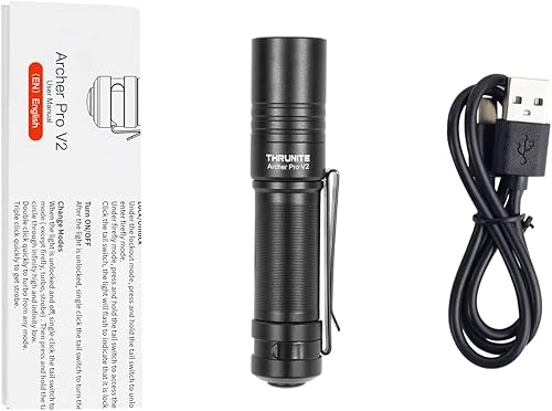 Miniatura 8 de ThruNite Archer Pro V2 Linterna de bolsillo pequeña Max 613.5 ft EDC Mini linternas de mano USB-C recargable Penlight, negro blanco frío