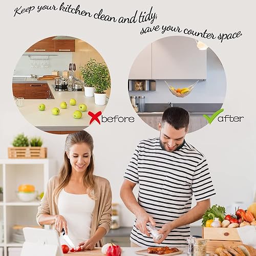 Miniatura 4 de Hamaca de frutas para cocina, debajo del gabinete, cesta de frutas colgante de algodón tejido a mano, cesta de macramé, decoración bohemia,