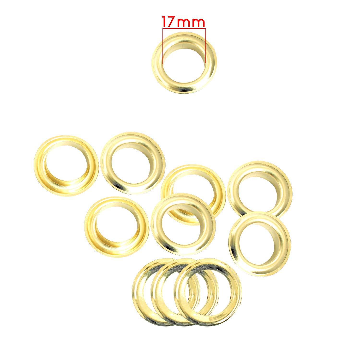 Trimming Shop 17mm Eyelets with Washers Durable Iron Grommets for Shower Curtain, Vinyl Banners, Tarpaulin, Pool Covers, DIY Craft Projects, Gold, 1000pcs