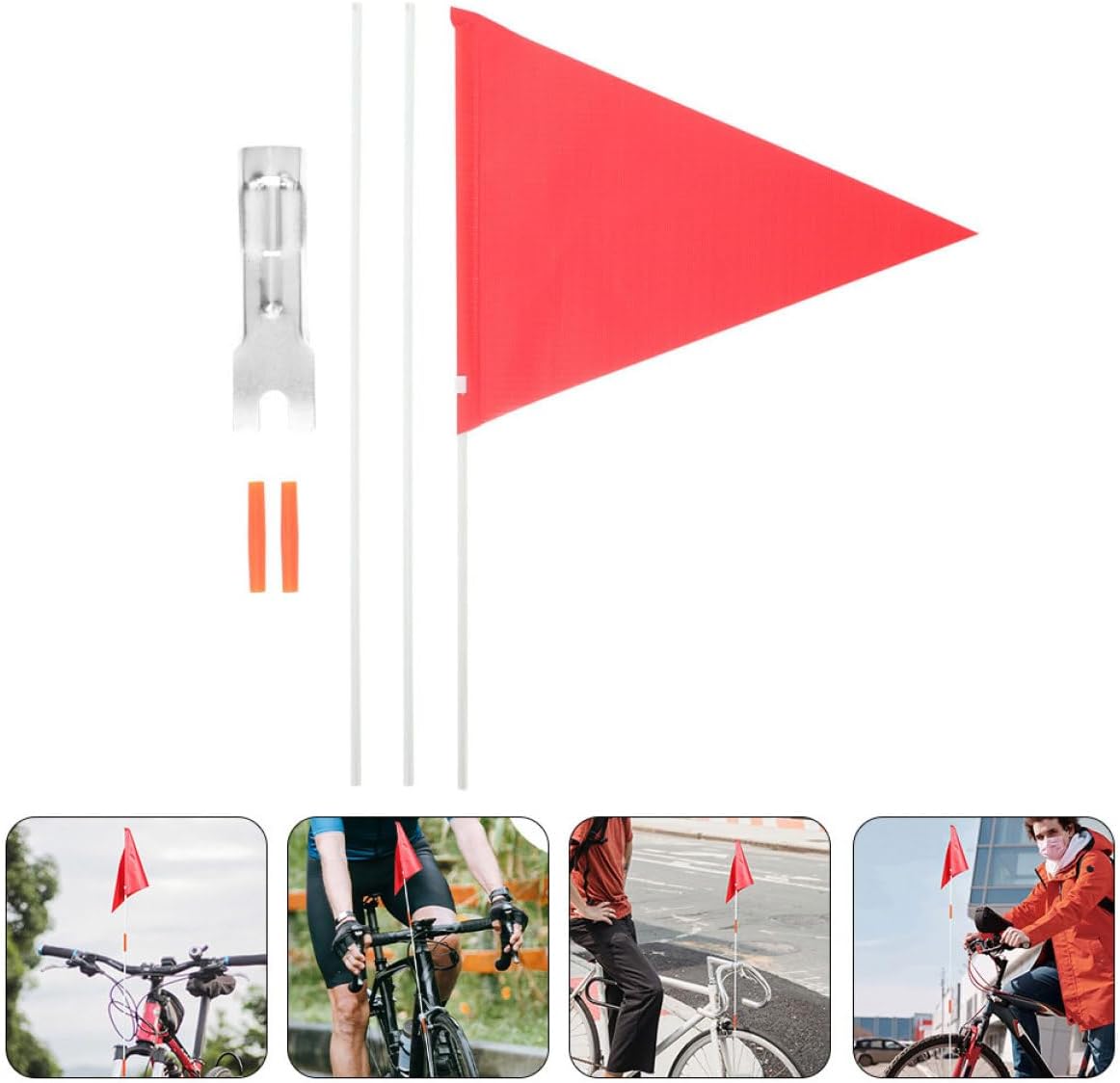 Milisten Bike Tail Flag with Fiberglass Pole, Tear-Resistant Red Bicycle Safety Flag Suitable for Trailers and Advertising Displays