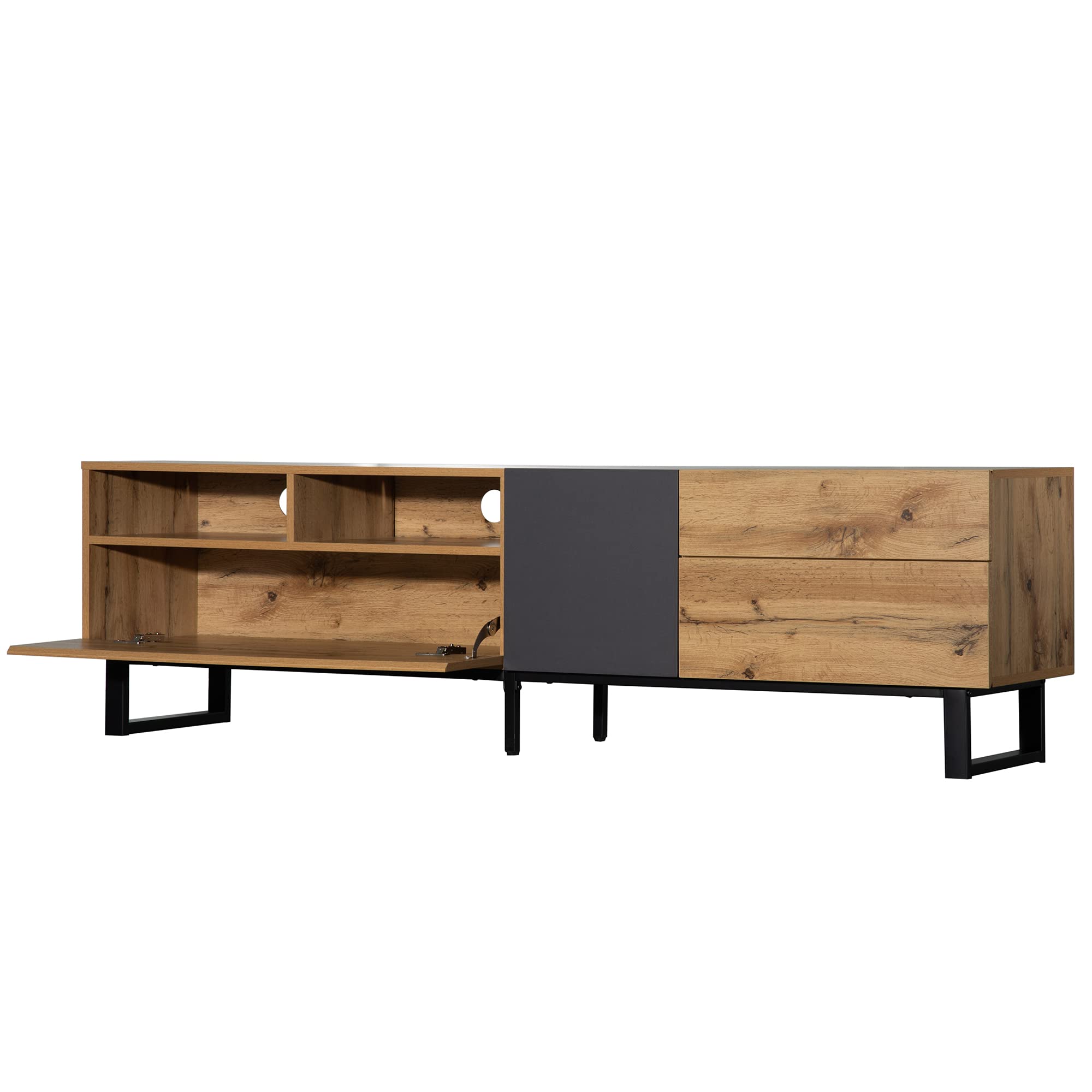 Moimhear Casa & Living, Mobili, Soggiorno, Moderno armadio TV con color blocking e venature in legno 180 cm