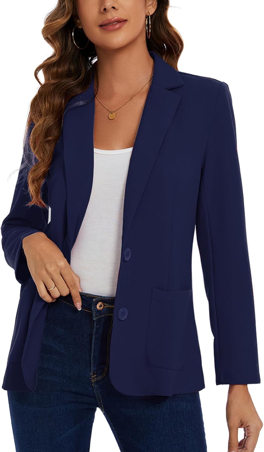 MINTLIMIT Womens Casual Long Sleeve Blazer Button Front Notch Lapel Work Office Business Blazers Jackets with Pockets