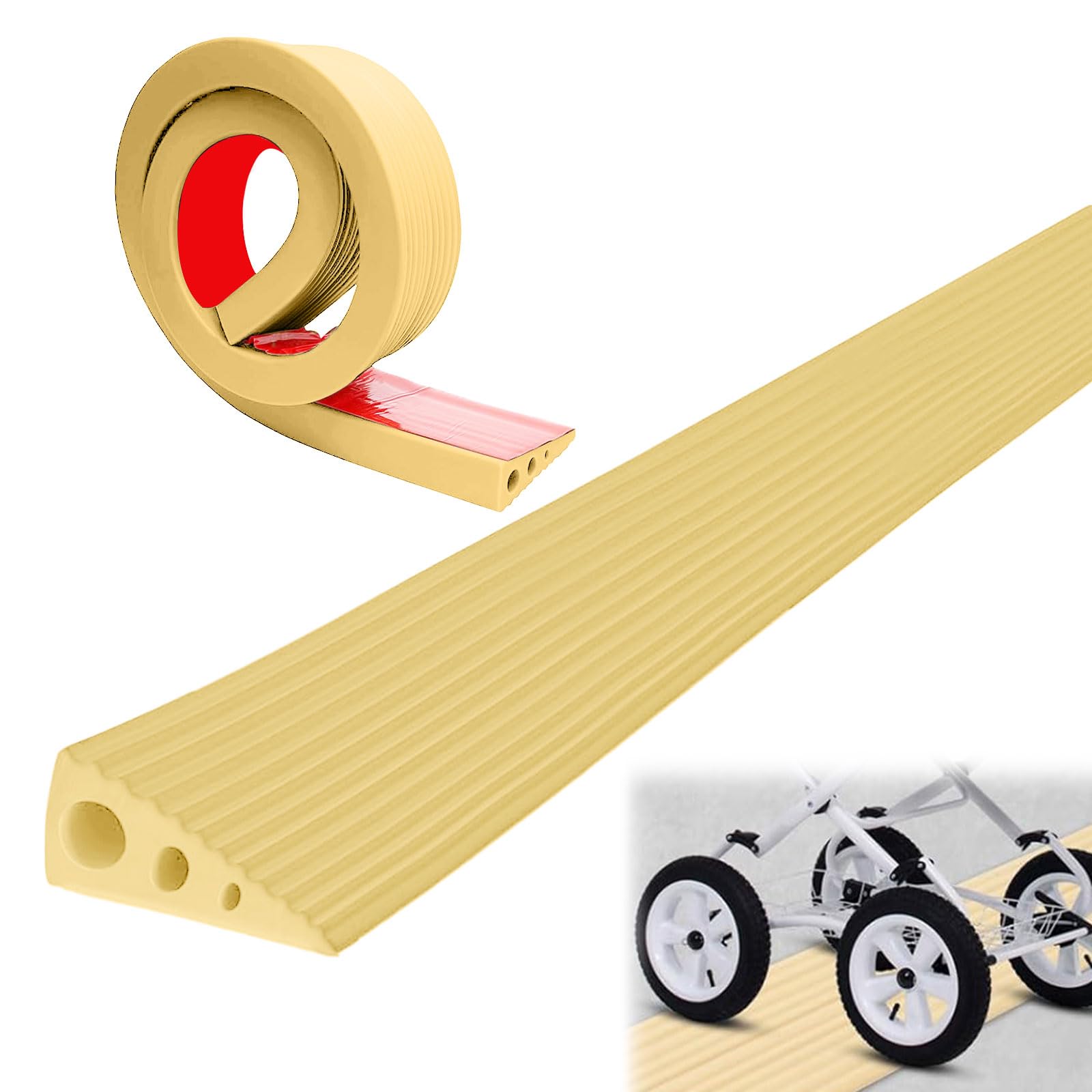 Rampa de umbral de puerta, de goma amarilla, para silla de ruedas, soporta hasta 800 kg, para robot aspirador, andador, cochecito de bebé, patinete eléctrico, 100 cm x 6,5 cm x 2,5 cm