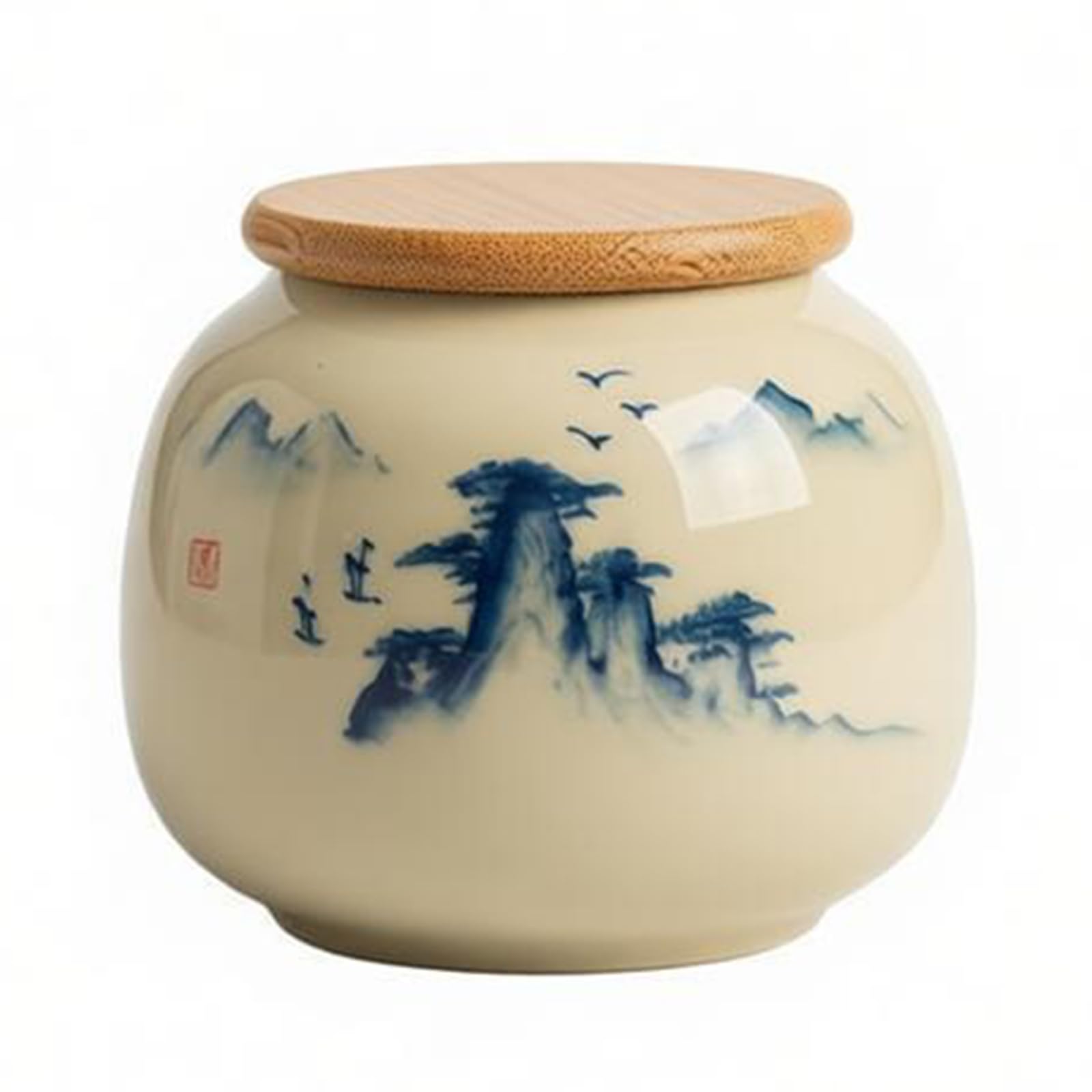 UpGBRF Chinese Hand Painted Ceramic Canister 250ML Ceramic Jar with Lid,J