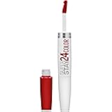 Super Stay 24, 2-Step Liquid Lipstick Makeup, Long Lasting Highly Pigmented Color with Moisturizing Balm, Keep It Red, Red, 1 Count