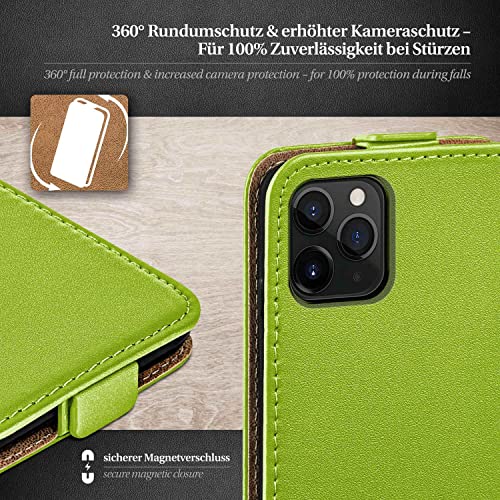 Étui iPhone 11 Pro à rabat cuir synthétique vert protection 360