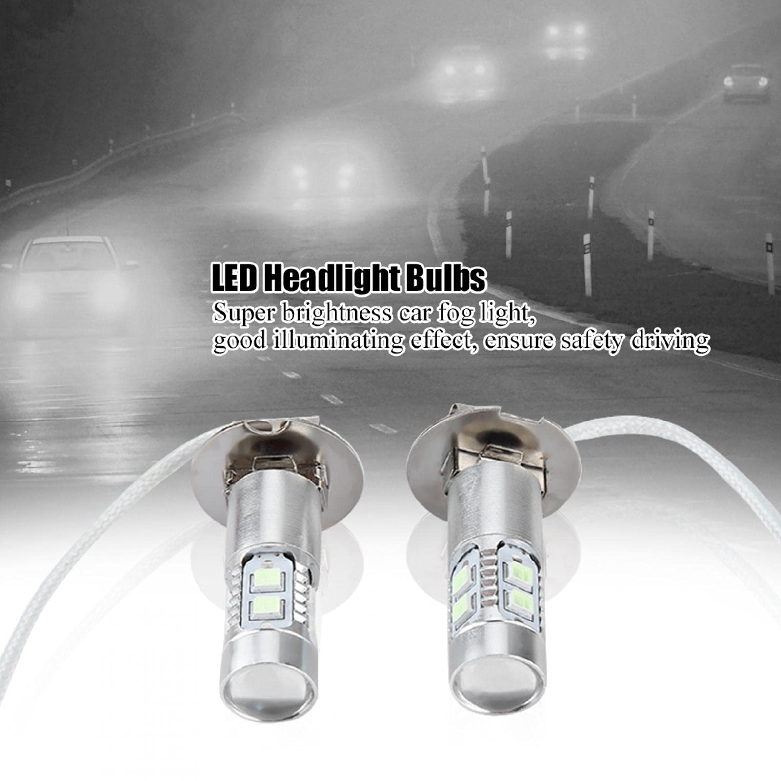 H7 100w H3 Ampoule De Lampe De Brouillard, 2 Pcs 100W 1200LM 8000K Kit D' Ampoules De Phare LED Pour Voiture Lampe De Brouillard Ampoule De Lumière De Jour Pour H3 Phares Antibrouillard