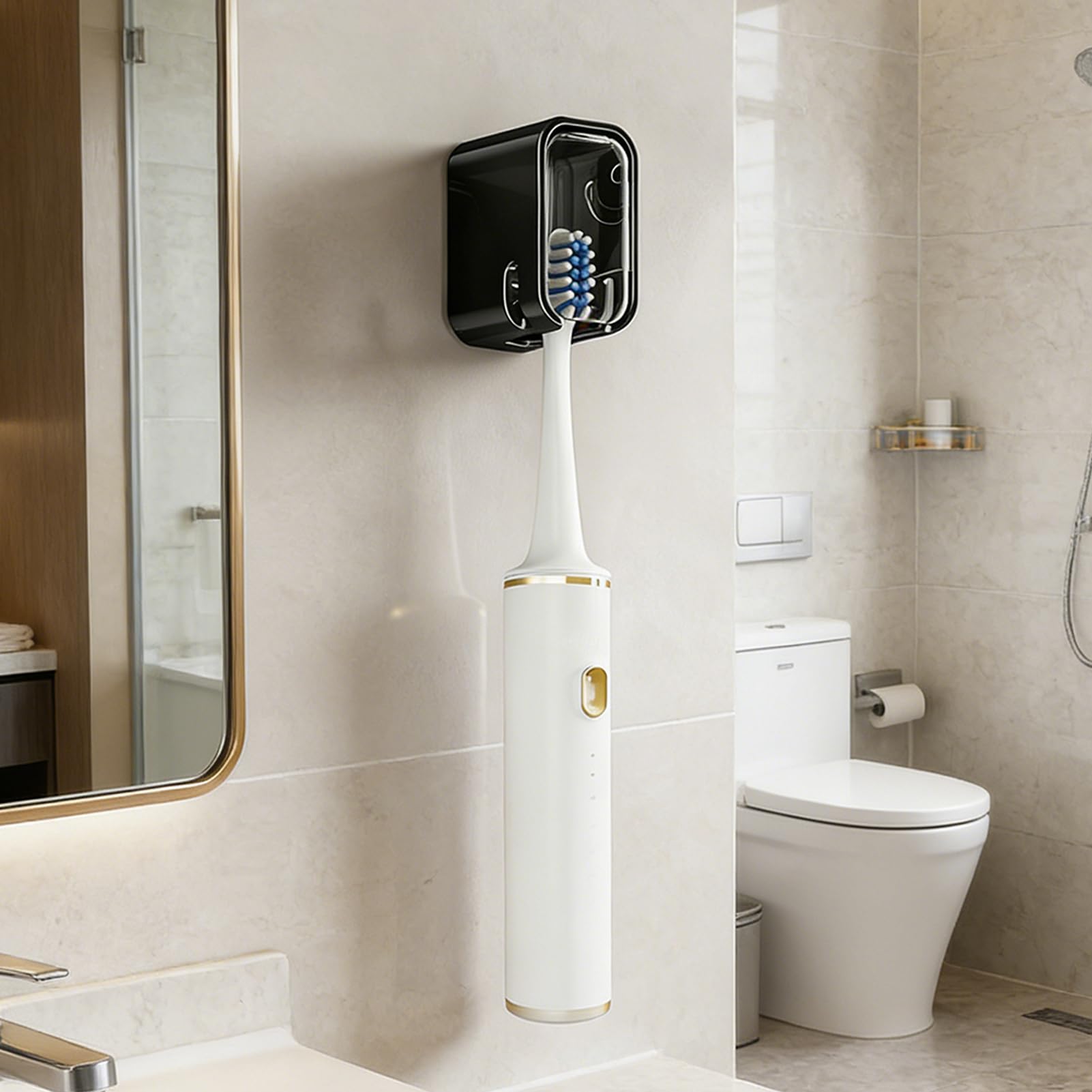 Portaspazzolini da Parete Organizer adesivo per spazzolini | Portaspazzolino da Parete per Bagno per superficie del mobile specchio doccia appartamento dormitorio camper campeggio hotel