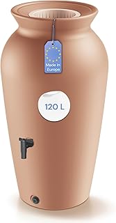 YourCasa Réservoir de pluie 120 à 230 litres [DropCatcher] avec panier filtrant et robinet, baril de pluie résistant au gel