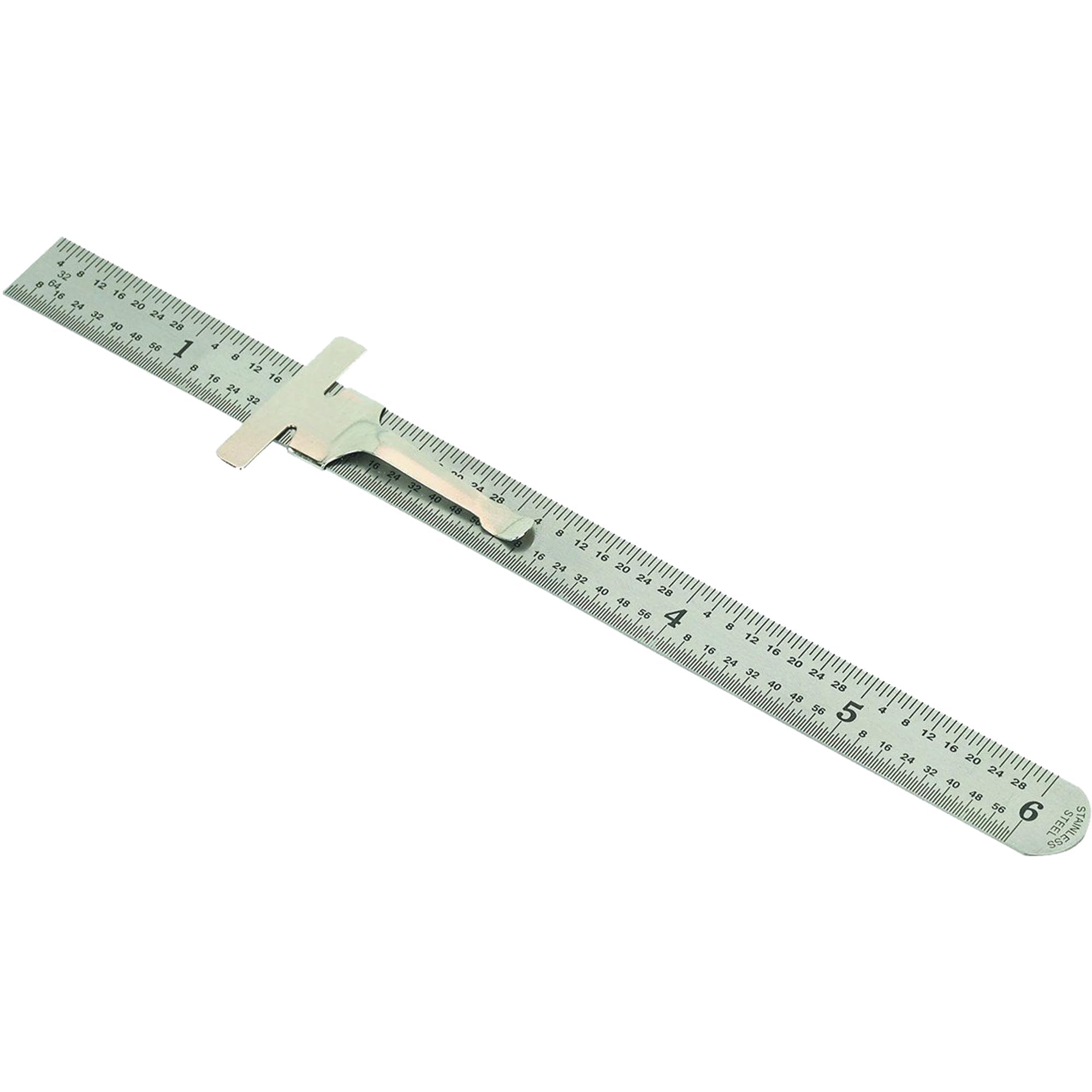 Mitutoyo 950-300, Pocket Steel Rule, 6"/150mm (1/64"/1mm), 1/2" Wide, With Pocket Clip