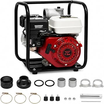 3" Trash Pump 210cc 7.5 HP Gasoline Water Transfer Pump with 22.97ft Max Suction, 91.86ft Max Lift,High Pressure Water Pump for Cleaning Irrigation