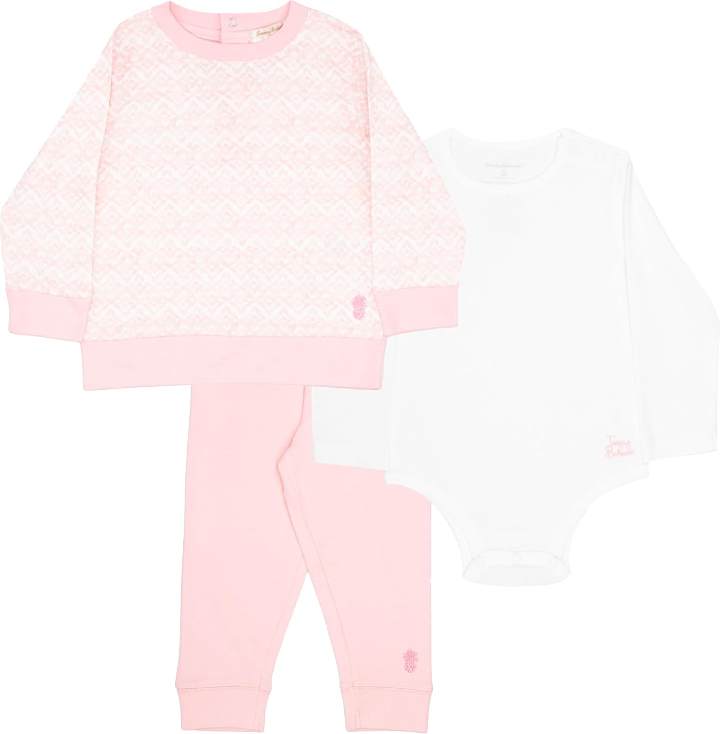 Tommy Bahama Baby 3-Piece 100% Cotton Set - Long Sleeve Shirt, Onesie, and Pants Bundle for Infants and Babies