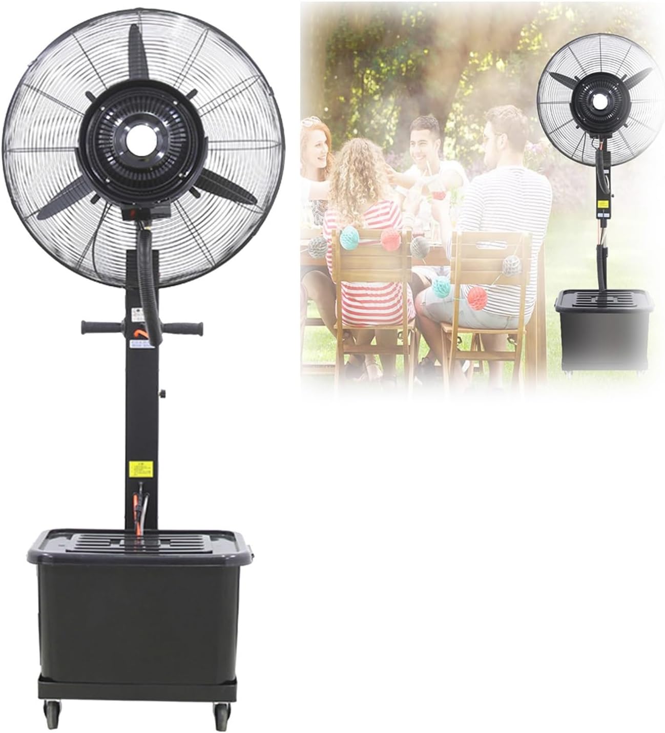Outdoor Patio Misting Fan - Industrial Spray Cooling Fan with 3 Speeds & 90° Oscillation, 11 Gal Water Tank, 22" Pedestal Design for Home & Greenhouse Use