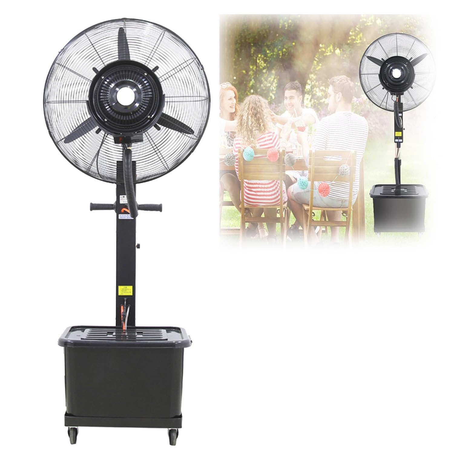 CSXCQM Patio Misting Fans Outdoor Pedestal Cooling Fan 3 Speeds, 90° Oscillation Industrial Spray Fan Black With 11 Gal Standalone Tank For Residential Greenhouse (Size : 750mm/30in)
