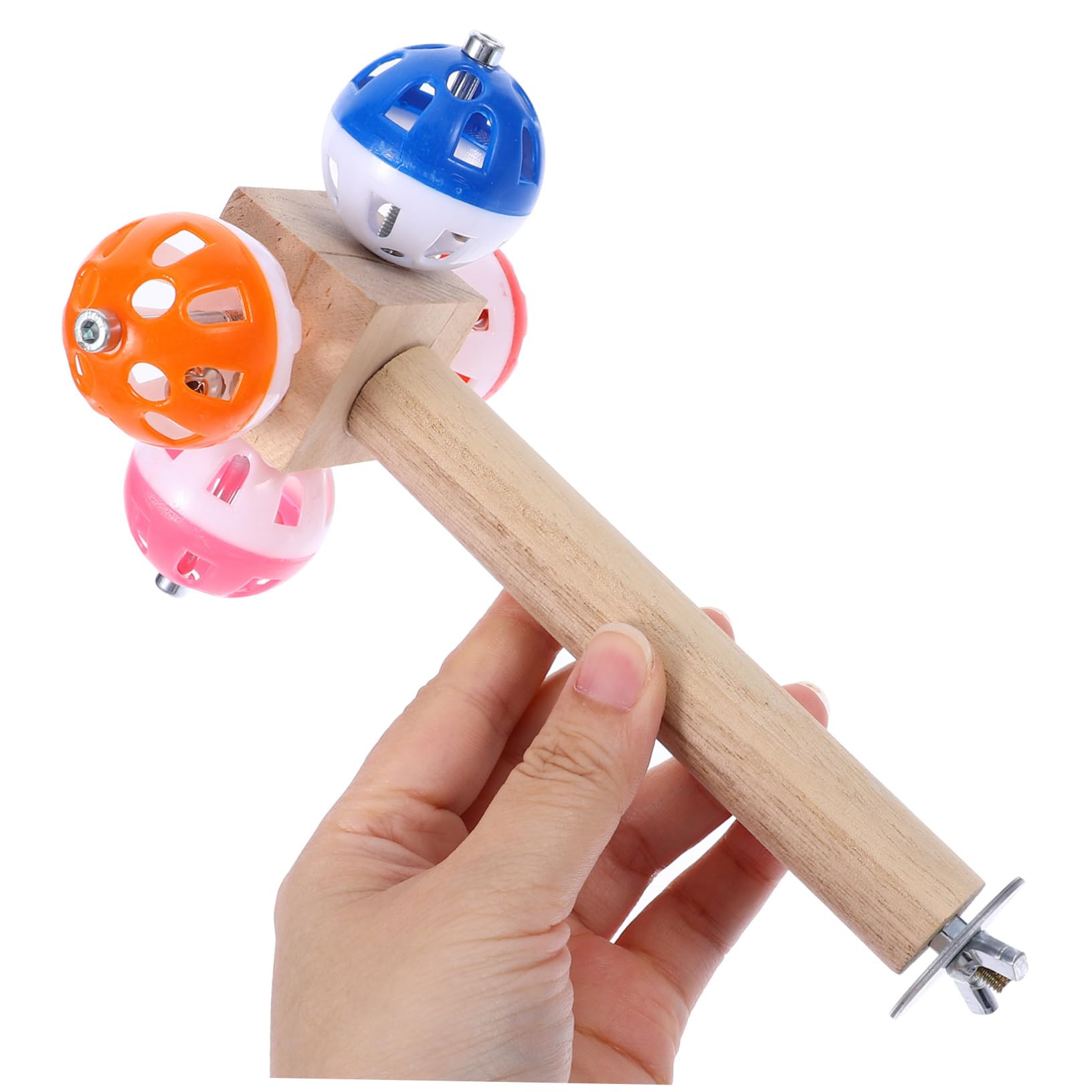 VANZACK 4piezas Percha para Aves con Bola Giratoria Juguete para Periquitos Accesorio De Jaula Barra De Madera Estación para Aves Pequeñas Fácil De Instalar y Limpiar Mejora El