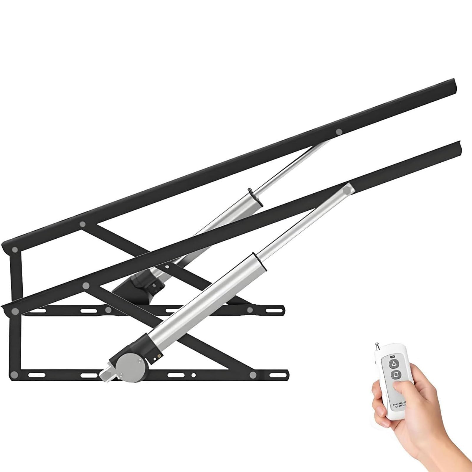 DFGHNBVC Electric Bed Lift Mechanism, 600Kg Load Capacity, Heavy Duty Lifting Gas Spring Set With Remote Control For Storage Box And Sofa, Space Saving Diy Project,Black-150Cm