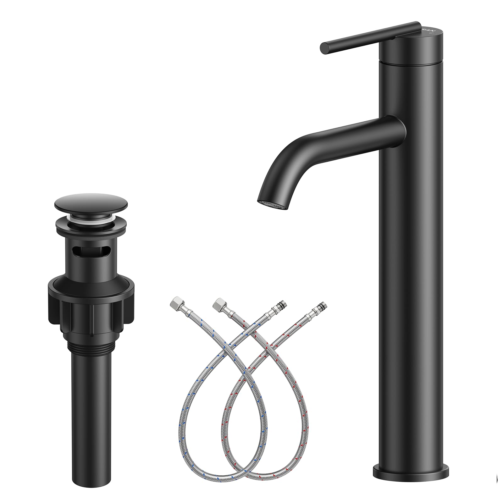Nfusrxmbk Black Tall Vessel Sink Faucet Modern Single Handle Bathroom Faucet One Hole Rv Vanity Lavatory Bathroom Sink Faucet