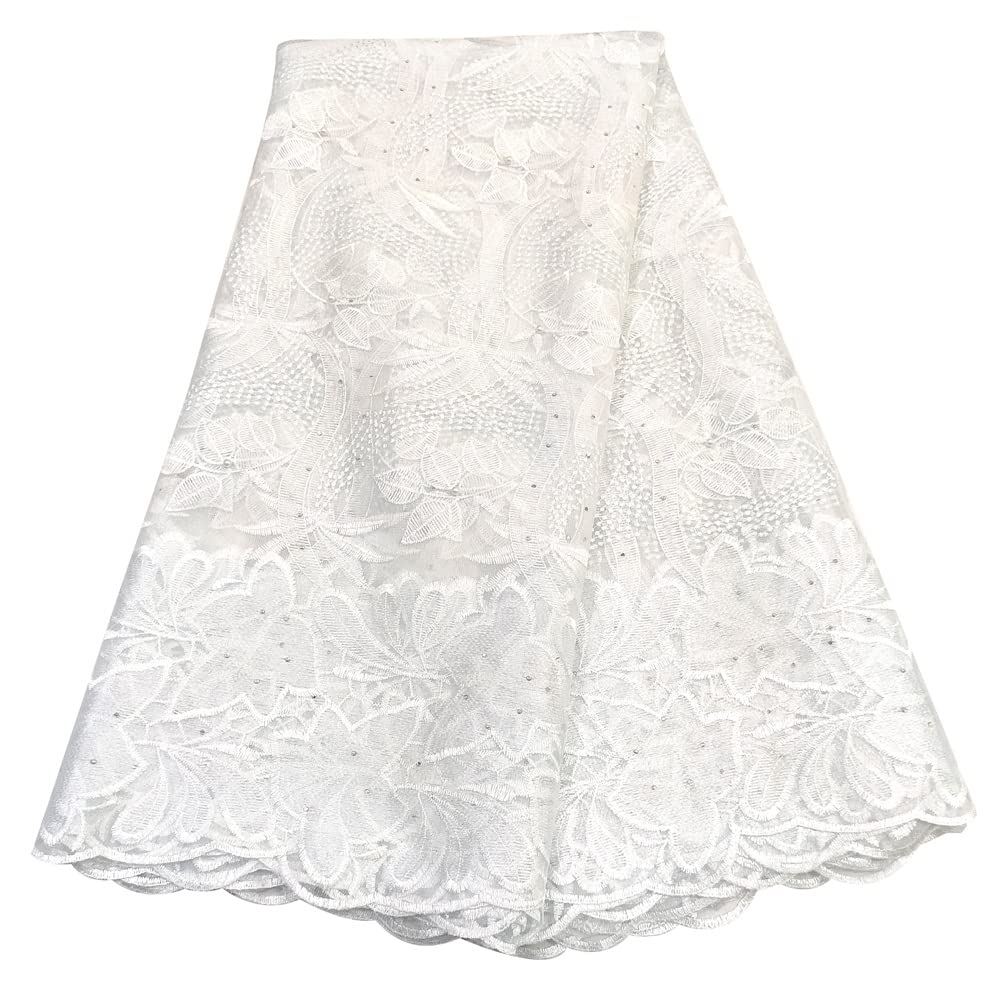 LadyQ Tulle Lace Fabric 2023 Swiss African Lace Materials African Party French Net Lace Fabric with Stones 842 LD