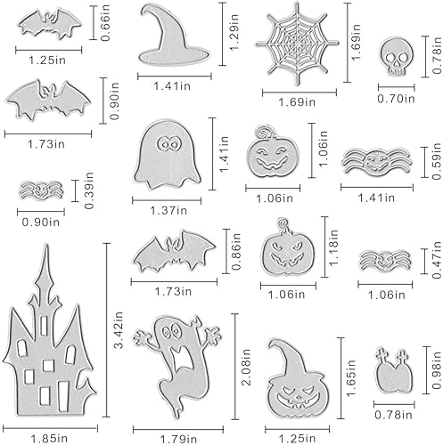 Miniatura 2 de Troqueles de corte de metal de murciélagos fantasmas de casa de Halloween para hacer tarjetas y decoraciones de álbumes de fotos, sombrero de araña