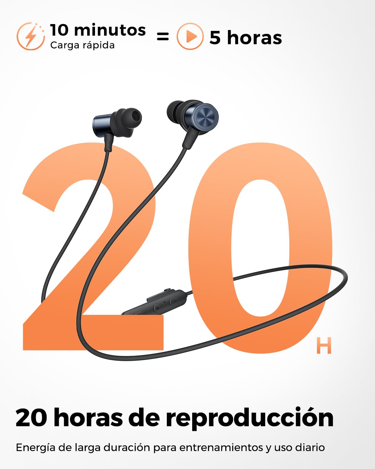 truefree HD-200 Auriculares Inalámbricos Deportivos In-Ear, IP67, 20H | Bluetooth 6.0 Neckband con Micrófono y Control de Cable, Cancelación de Ruido AI, Sonido 360 y Auriculares Magnéticos