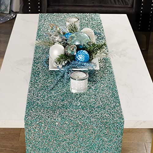 Luminous Table Runner, Colorful, Sparkling Rhinestones, Non-Slip Back, For Fun Or Formal Dining Table Setting, Event, Wedding, Silver, 108", Sold Individually #TOP4