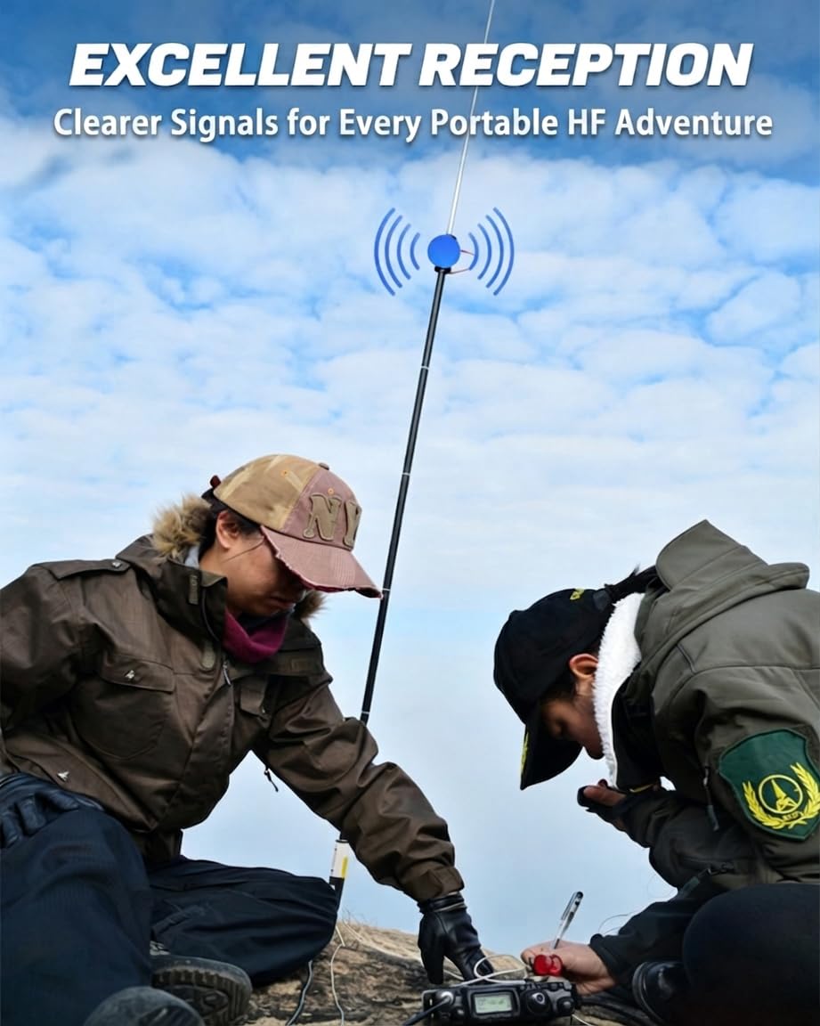JPC-12 Antenas HF para Radio jamón con regulador Deslizante 7MHz-50MHz, Antena Vertical Hf de 40 m-6 m, 8 Bandas para Exteriores de 4,1 Metros (M10)