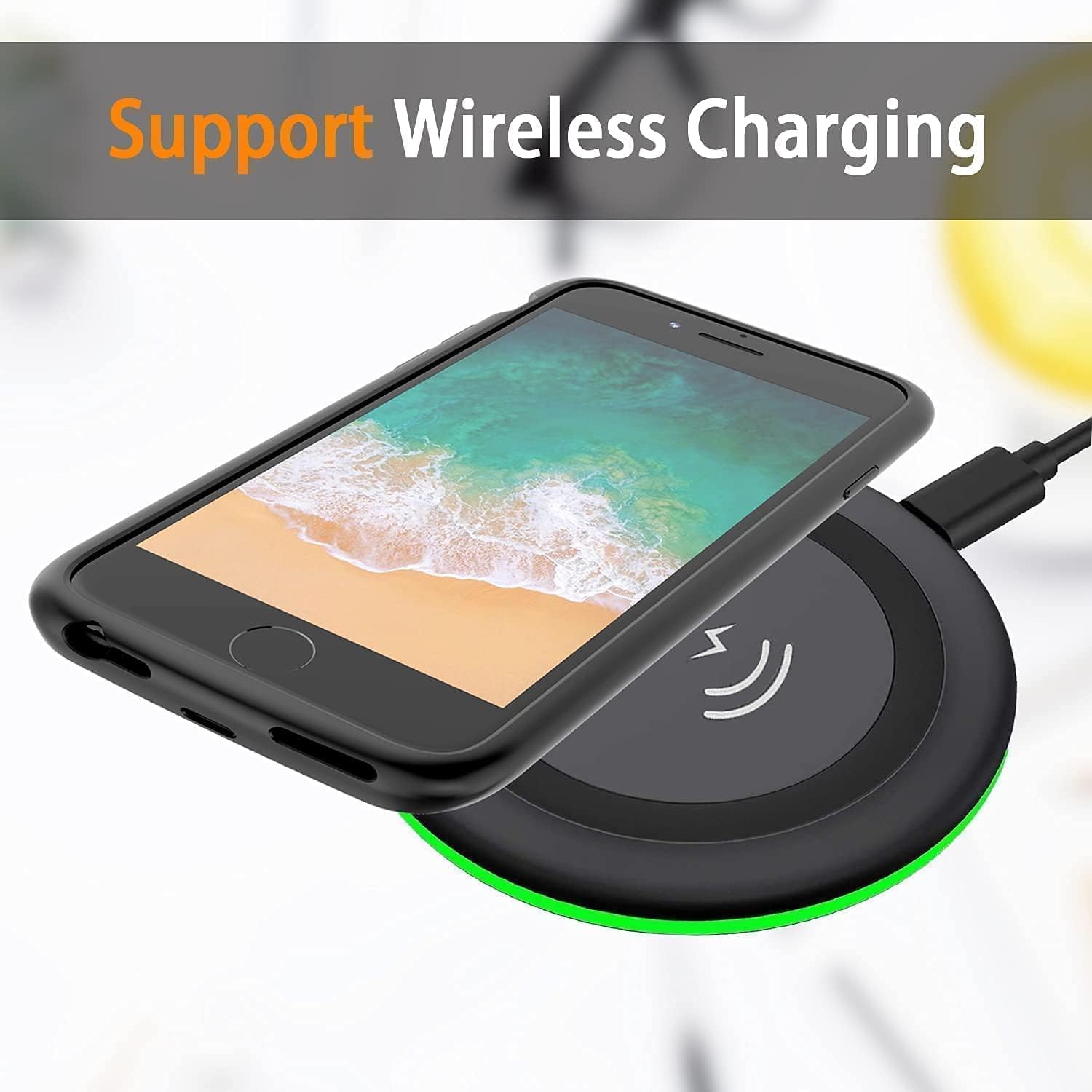 Ganbary Battery Case for iPhone XR(6.1 Inches) 7000mAh?Qi Wireless Charging Compatible,Slim Extended Rechargeable External Black Pro, XDL-200W
