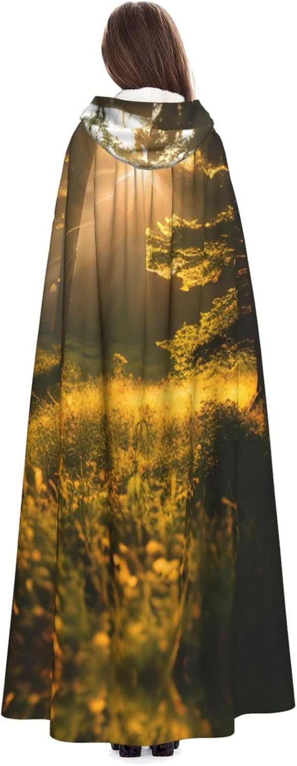 Morning Sunlight in Wilderness Eye-Catching Cosplay Costume Cape for Women - Unisex Vampire Cloak for Halloween.