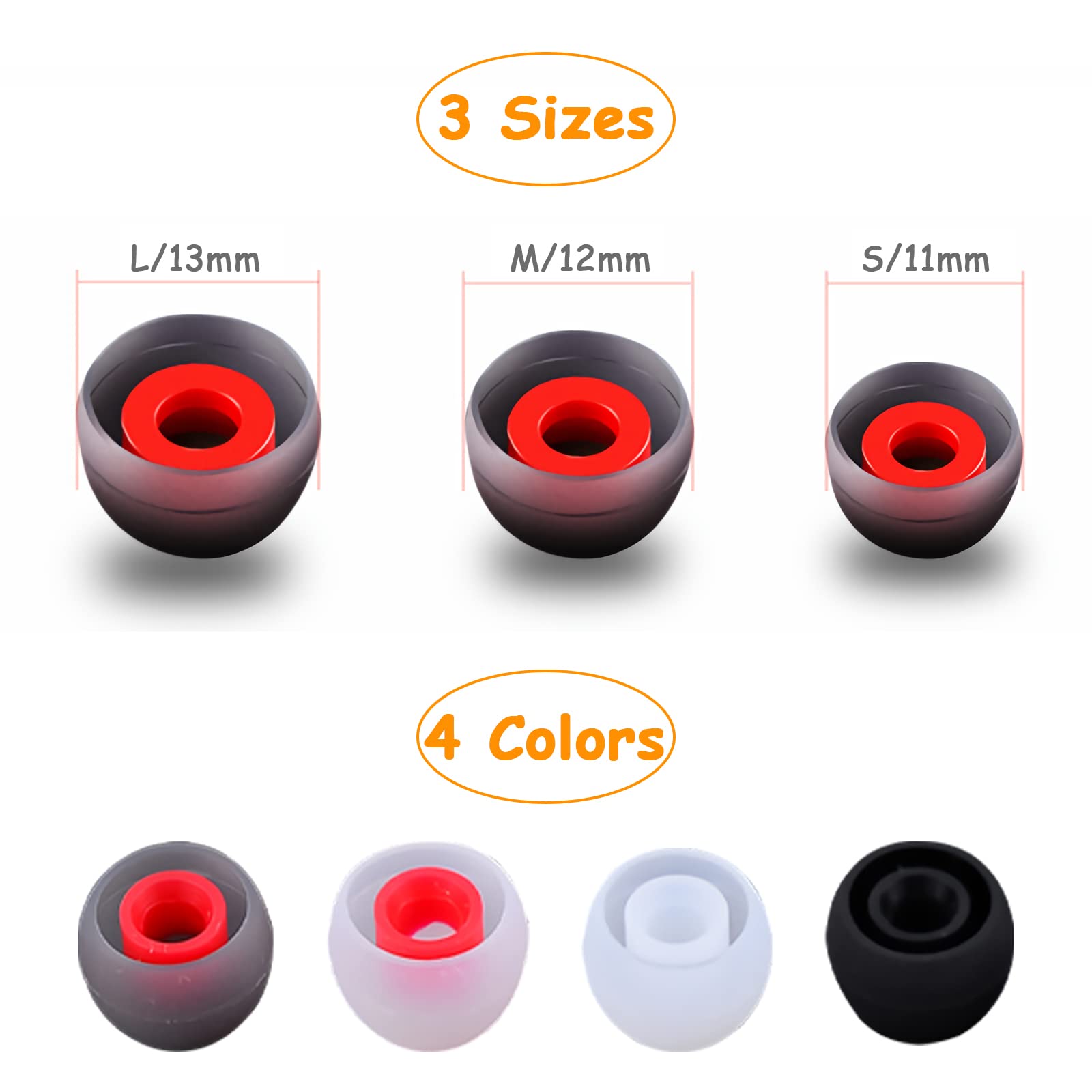48 Pieces Replacement Silicone Ear Plugs YUTOU Replacement Pads Ear Pads Noise Isolation Cover Headphone Attachments Ear Pads Compatible with Most In-Ear Headphones - Image 2