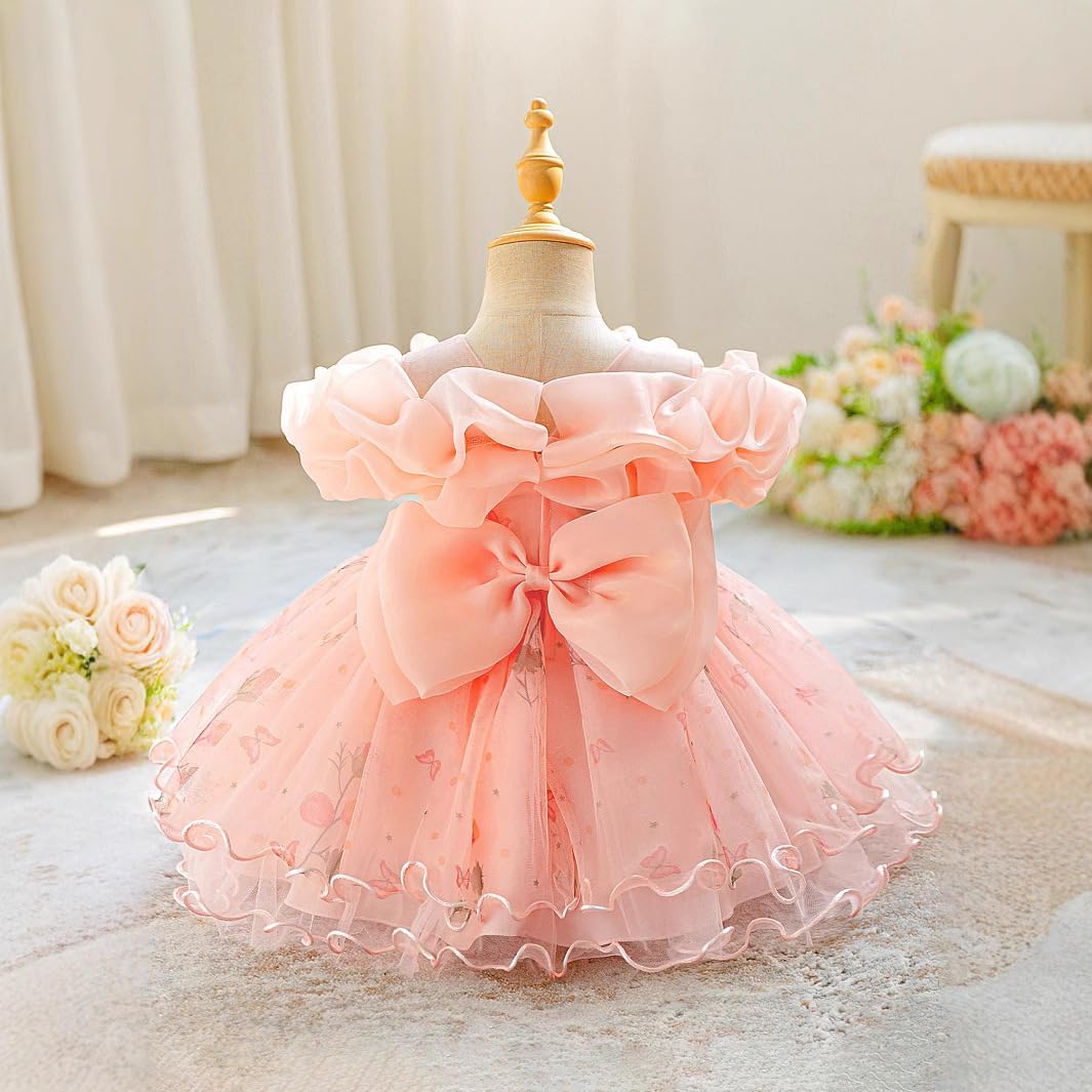 Girl Flower Dress Flower Design Princess Wedding Dress for Toddler and Baby Girl - Image 5