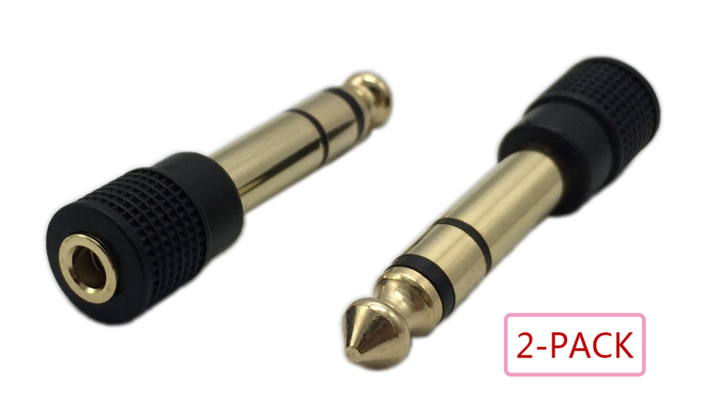 Billmill Gold Plated 6.35mm 3 Pole TRS Male to 3.5mm Female Stereo Audio Adapter (2-Pack)