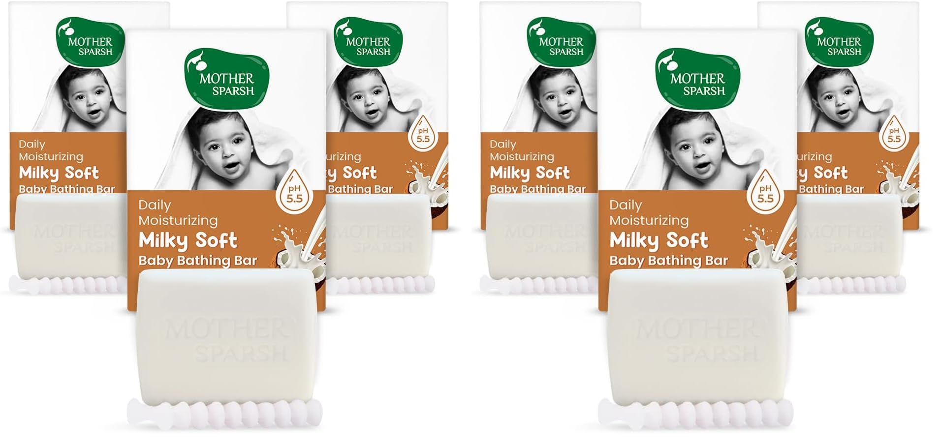 Mother Sparsh Moisturizing Milky Baby Bathing Soap Bar - 75g X 3 | pH 5.5 with Milk, Coconut Oil and Vitamin E, Prevents Dryness & Rashes (Pack of 2)-image-35