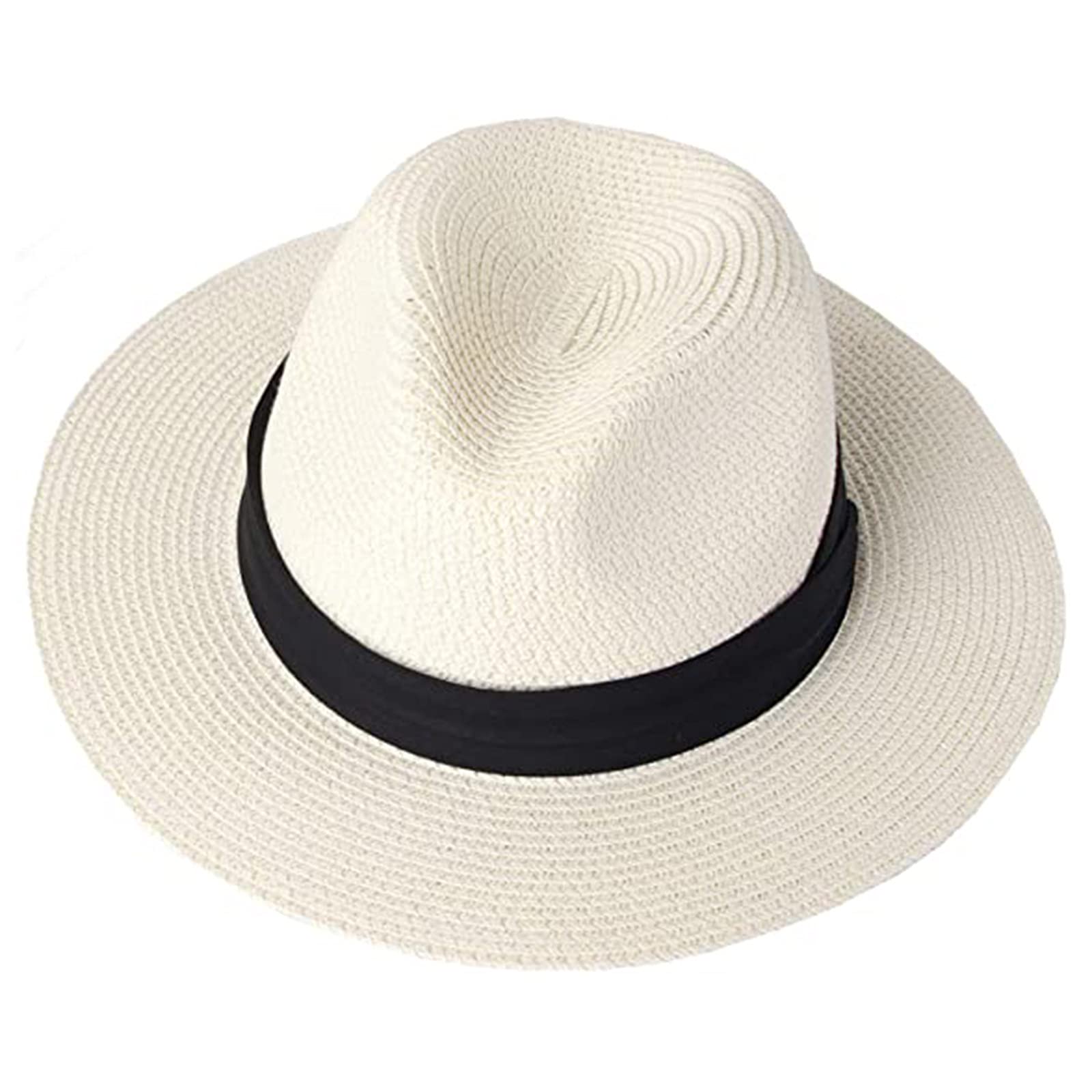 YpingLonk Sombrero Panamá de ala Ancha para Verano, Informal, Sombrero de Paja para la Playa, para Hombre y Mujer, Viajes y Exteriores