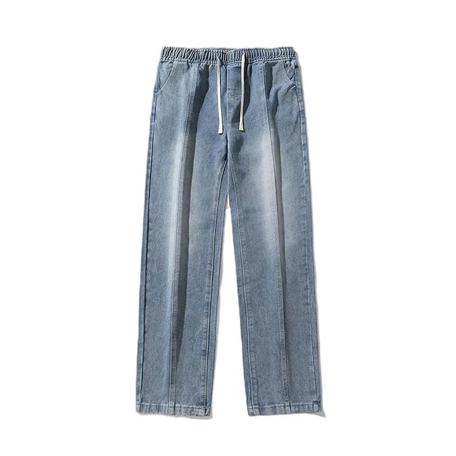 Jeans Azzurri da Uomo, Stagione per Adolescenti, Pantaloni Larghi e Dritti, Pantaloni da Ragazzo - Neri - XXL