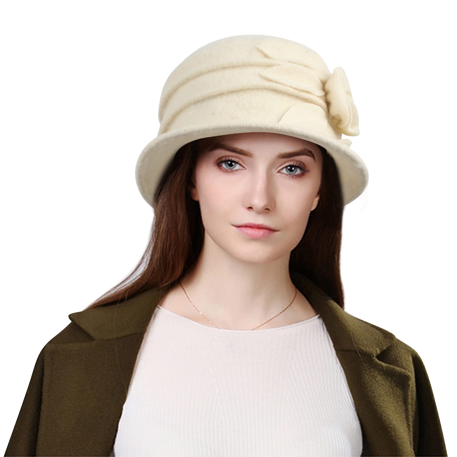 Damen Fischerhüte Wintermütze Warme Baret Hut Französischer Stil Vintage 1920s Vintage Bowler Wolle Winter Hut