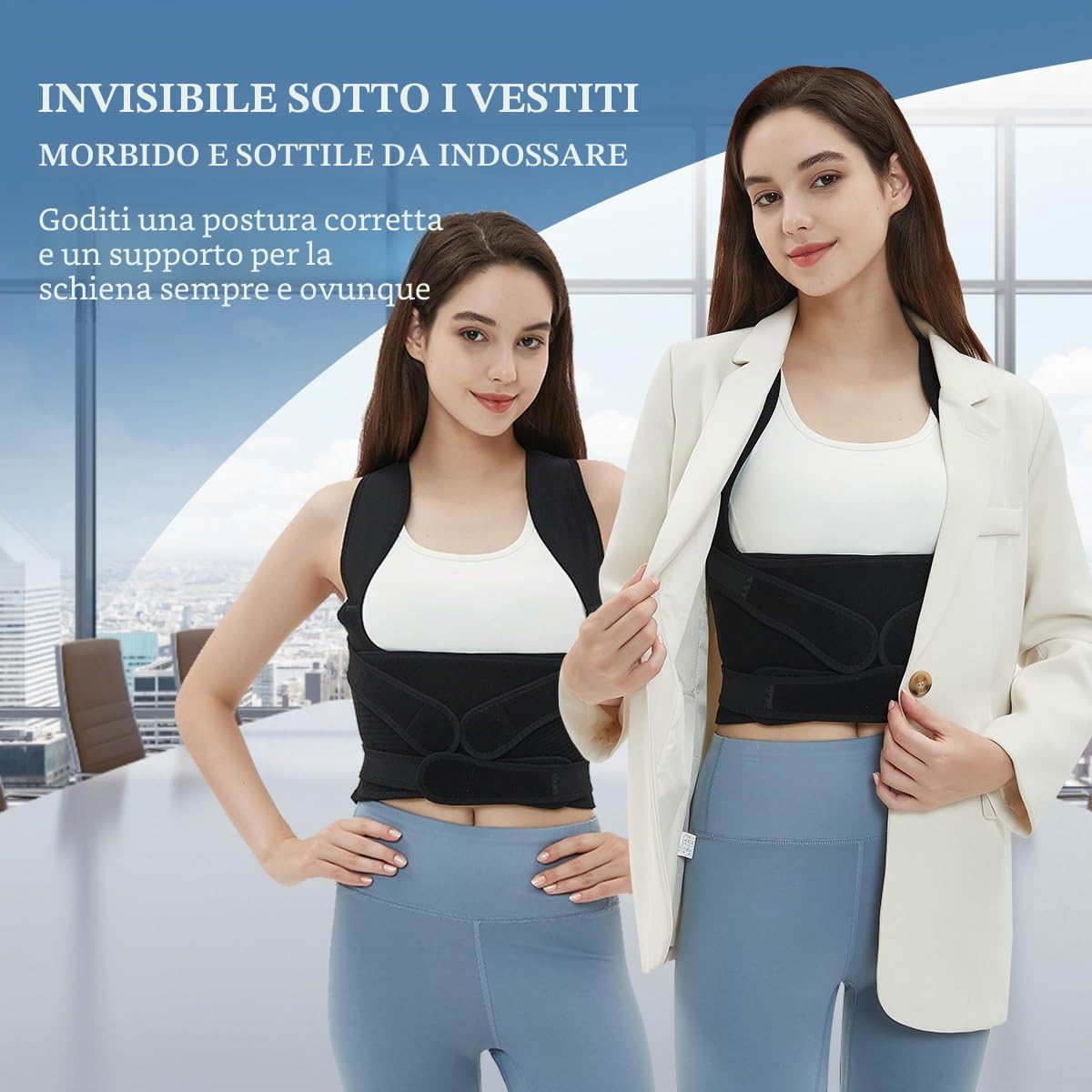 Correttore Posturale Spalle Schiena, Busto Correttore Posturale per Donne Uomini Regolabile Fascia Posturale Spalle e Schiena Invisibile Sotto i Vestiti Schiena Dritta Alleviare Collo Spalle